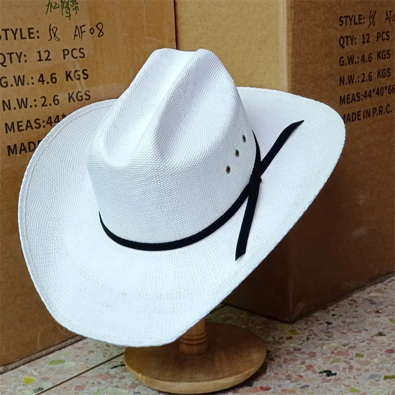 2026 Western Cowboy Strohhüte für Herren und Damen – Vintage-Hüte mit breiter, gekräuselter Krempe für Cowgirls – Outdoor-Sommer-Sonnenhut