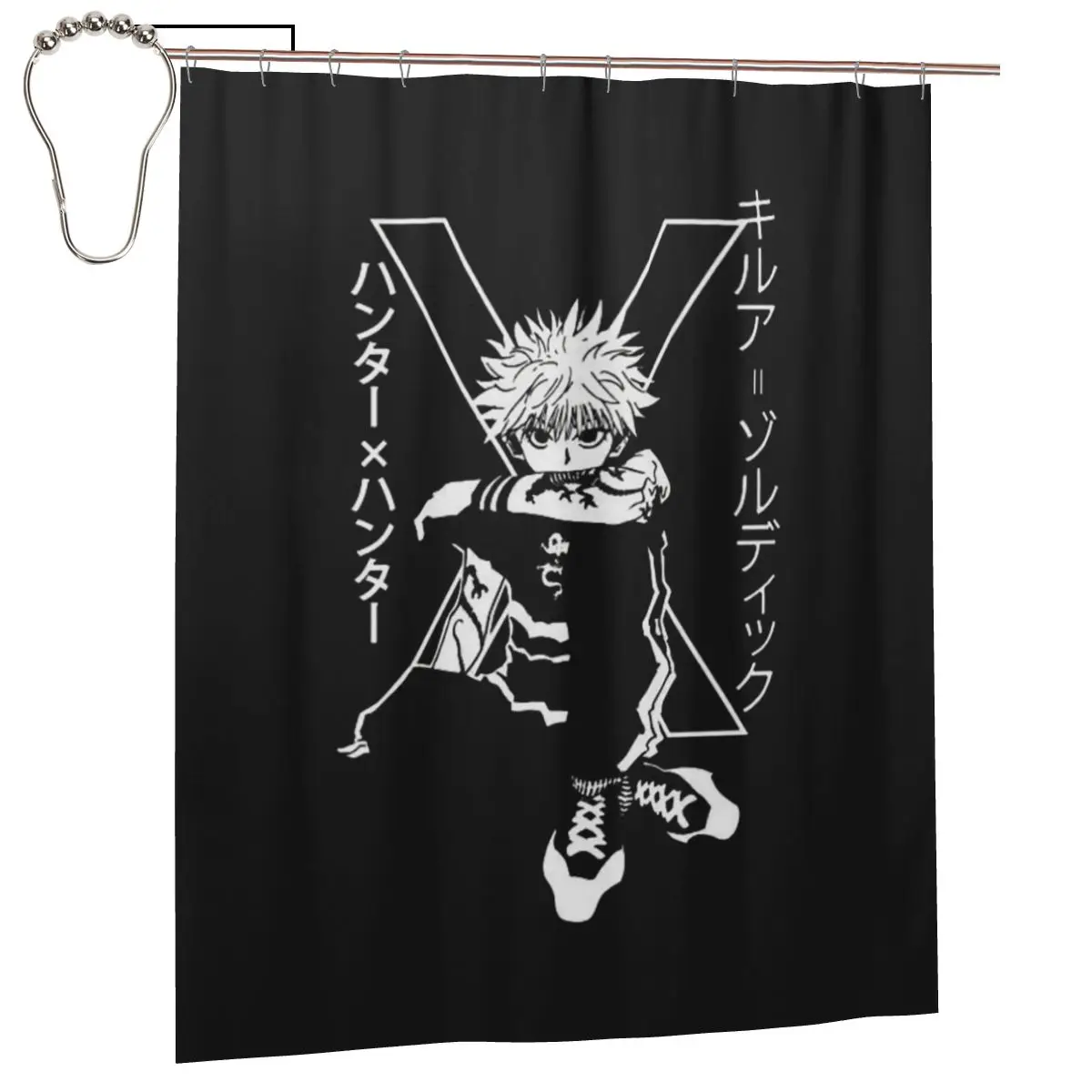 

Занавеска для душа с изображением Килуа Золдик из аниме Hunter X Hunter, полиэстеровая, водонепроницаемая, с крючками