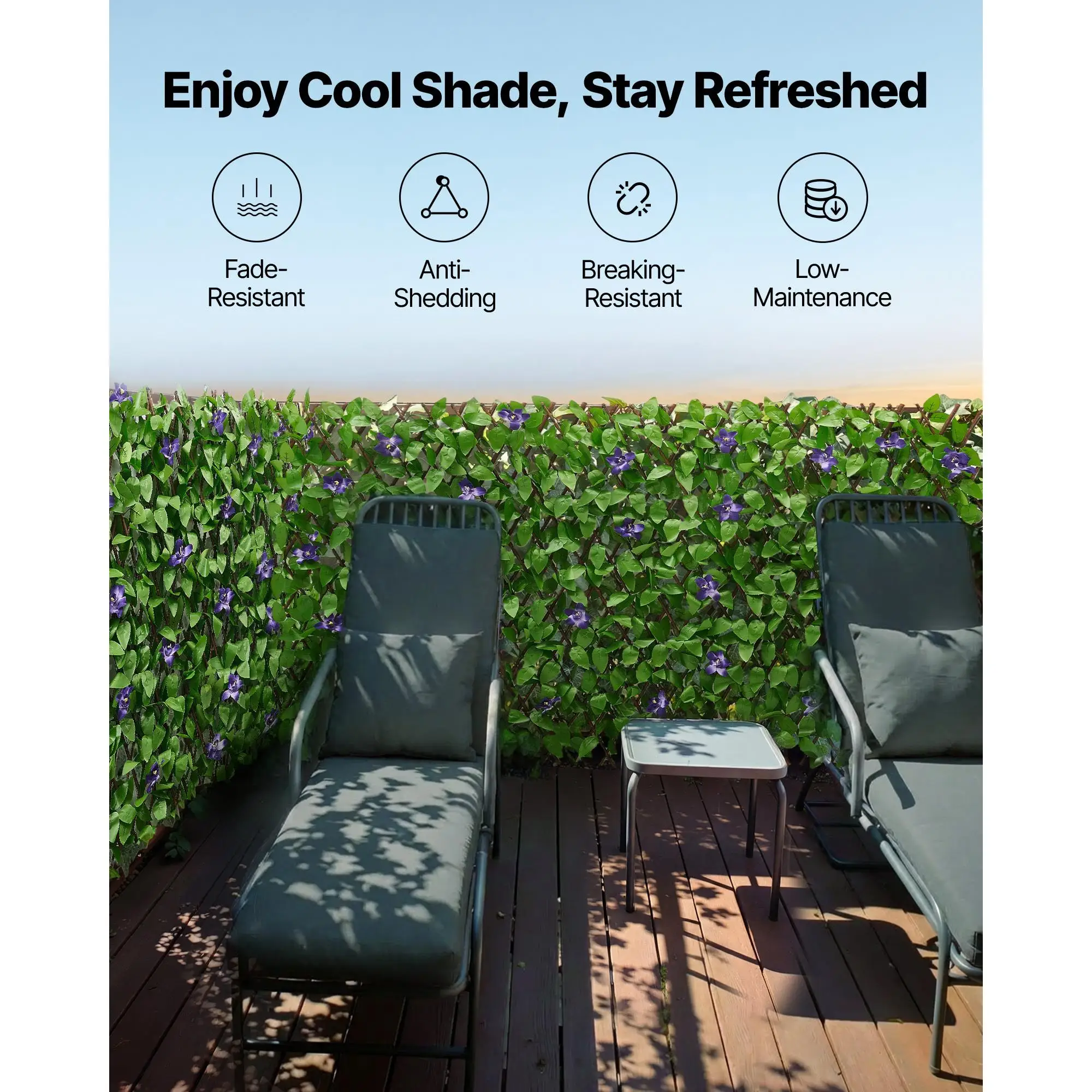 Expandable Fence Screen 25.5 x 122 in Artificial Ivy Plant Wall with 50 Zip Ties Realistic Faux Greenery Backdrop for balcony Patio Outdoor Decor
