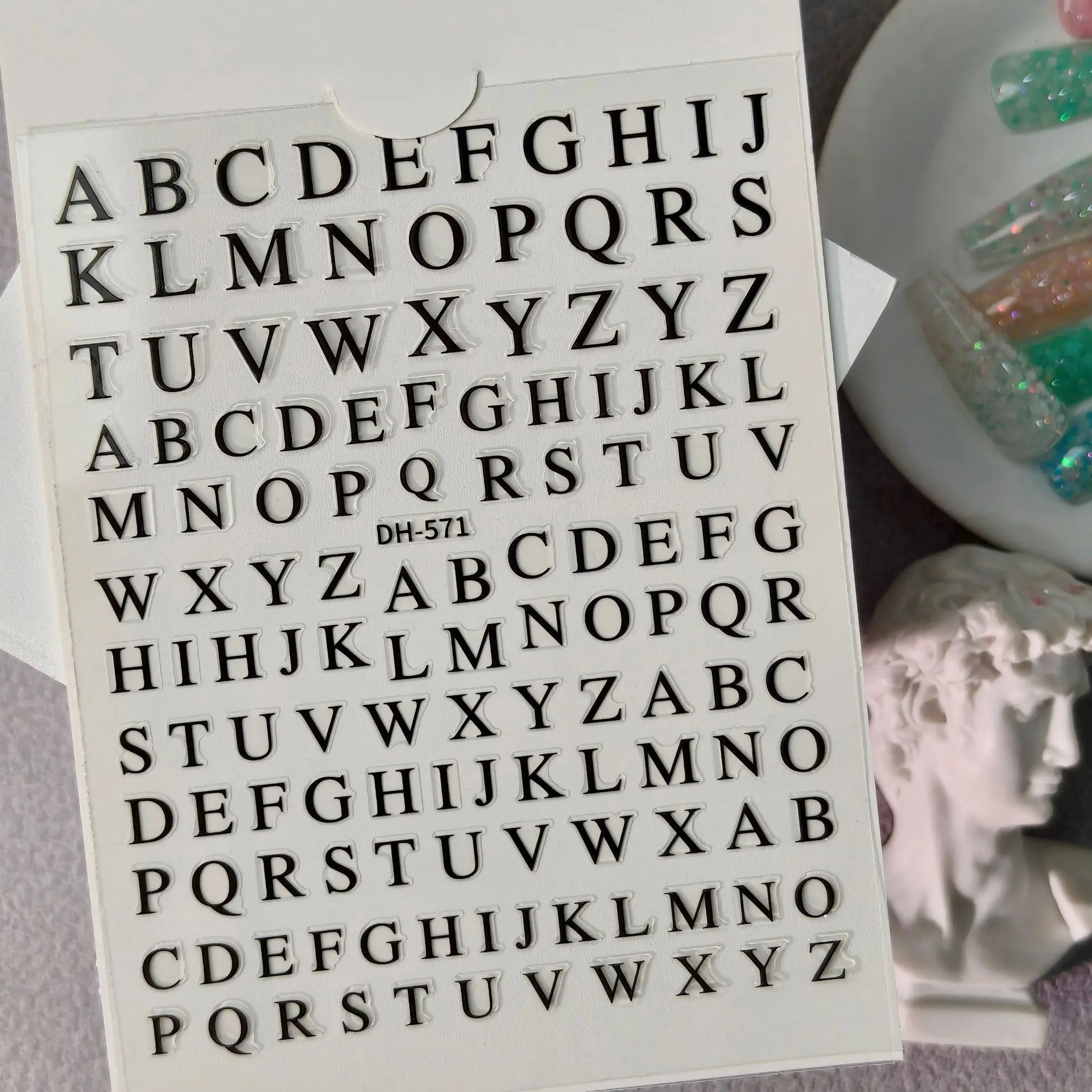 1 Set Flat Waterproof Letter Nail Stickers 26 Capital Alphabet Self Adhesive DIY Manicure Nail Art Decor Ornaments