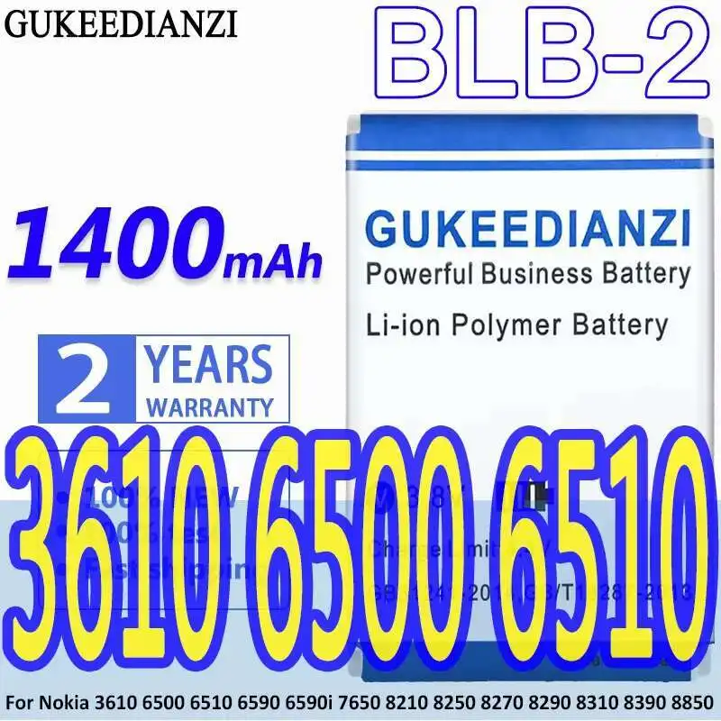 

Аккумулятор мобильного телефона Blb-2 1400 мАч для Nokia 3610 6500 6510 6590 6590i 7650 8210 8250 8270 8290 8310 8390 8850 Blb 2