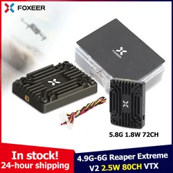 Foxeer Reaper Extreme V2 2.5W 80CH VTX 5.8G 1.8W 72CH Pitmode 2500mW Wbudowany mikrofon Obudowa rozpraszająca ciepło CNC do FPV dalekiego zasięgu