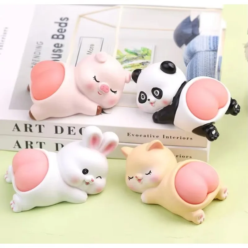 Cute Cartoon Car Ornament Elastic Butt Decompression Toys Creative Panda Pig Pinch Soft AssDecoration Car Interior Accessories