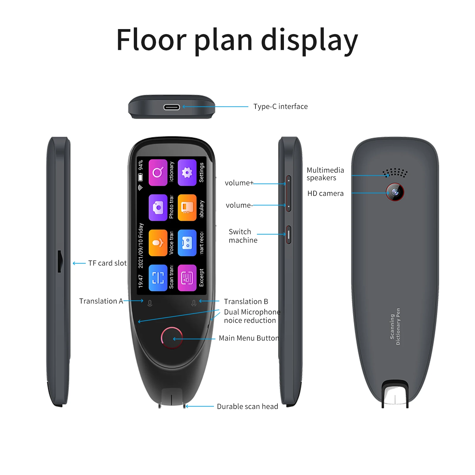 S50 Dictionary Translation Pen Scanner Text Scanning Reading Translator Device Multilingual Scanner Noise Reduction Recording