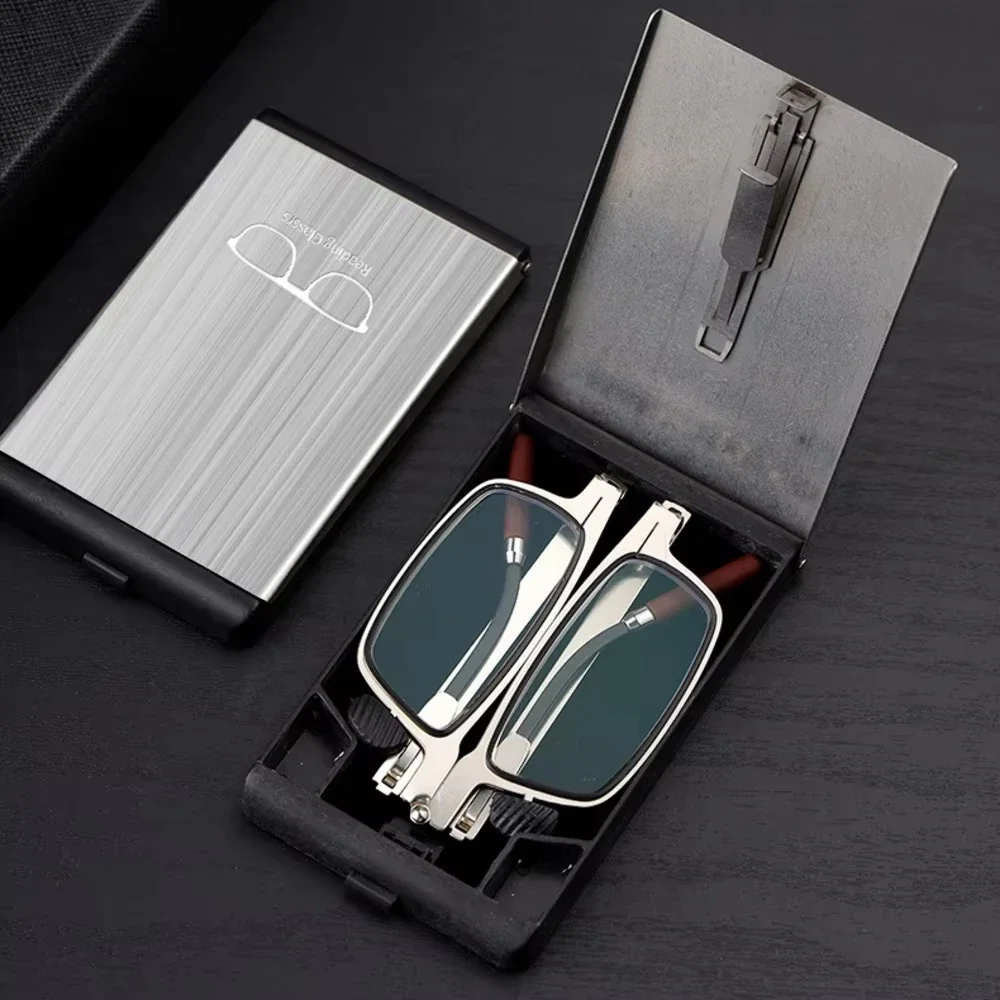 

Portable Folding Presbyopic Glasses Anti-Blue Light Reading Glasses Phone Holder Spectacle Eyeglass Ultra Thin with Case