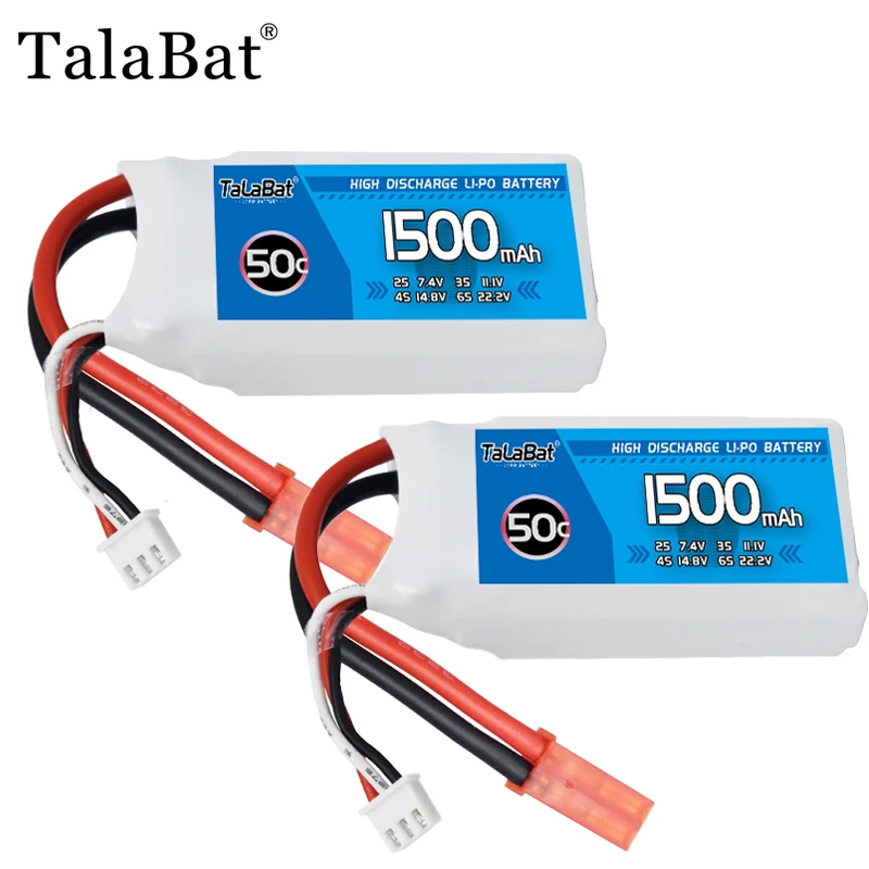

TalaBat 7.4V Lipo Battery 1500mAh 50C For RC FPV Airplane Quadcopter Helicopter Drone Parts 2S Battery