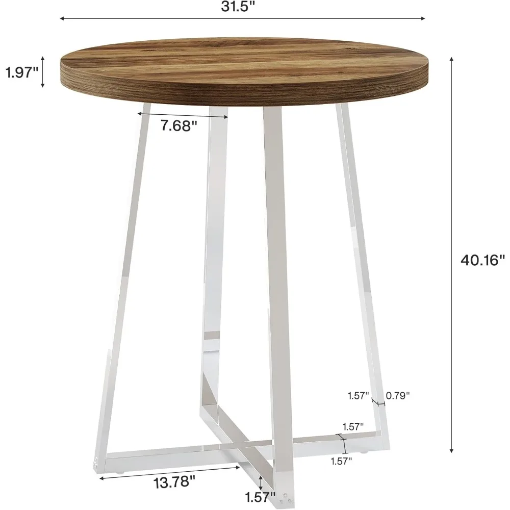 طاولة بار مستديرة، طاولة حانة بيسترو عالية مقاس 40.2 بوصة مع أرجل معدنية متقاطعة، طاولة كوكتيل بارتفاع مضاد لبار المنزل وغرفة المعيشة