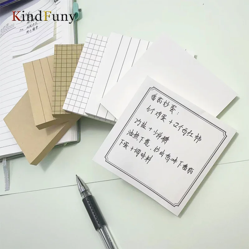 Kindfuny แผ่นบันทึกย่อช่วยเตือนความจำแบบมินิมัลลิสต์ลายตาราง/เส้น/กระดาษโน้ตเปล่าสำหรับบันทึกประจำวันเครื่องเขียนแผนประจำสัปดาห์