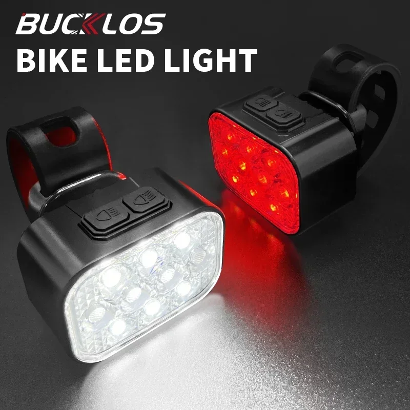 

BUCKLOS Bicycle Light 10LED Road Bike Tail Light USB Rechargeable Cycling Lamp Waterproof Night Mountain Bike Headlight Parts