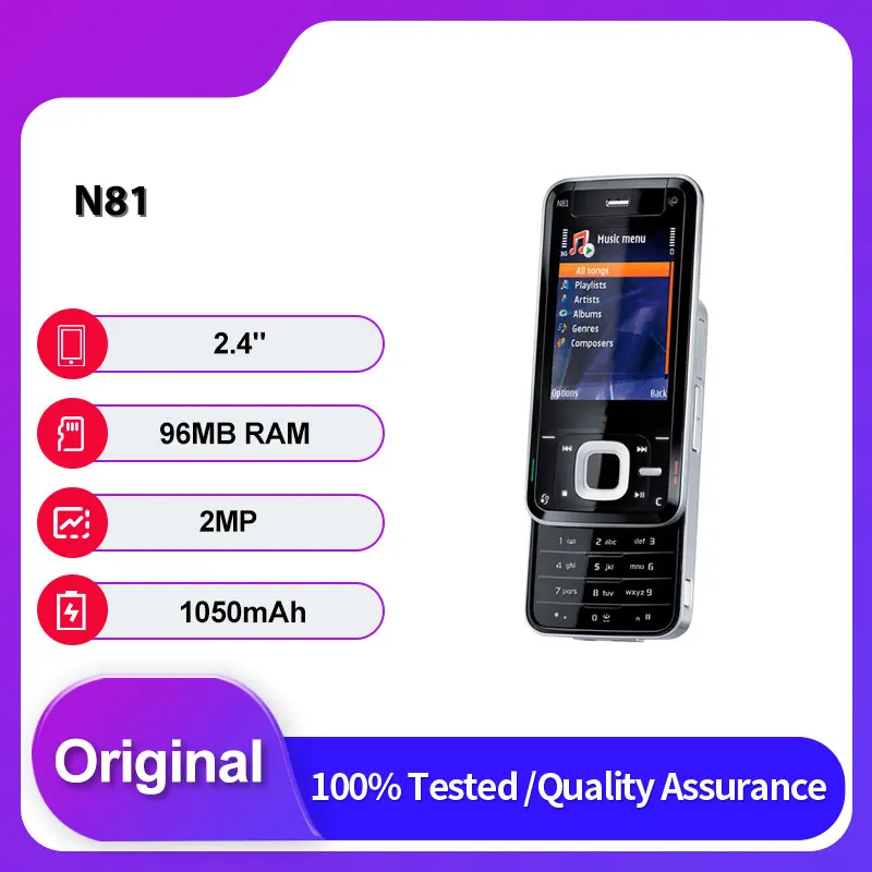 هاتف محمول N81 أصلي غير مقفول بشريحتين GSM 3G ولوحة مفاتيح عربية روسية مصنوعة في فنلندا #1