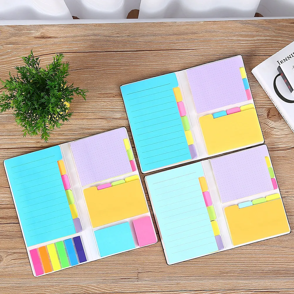 Colorful Self-Adhesive Paper Notes Pads Reusable Sticky Memo Notepads for Office Home School Study Time Reminder