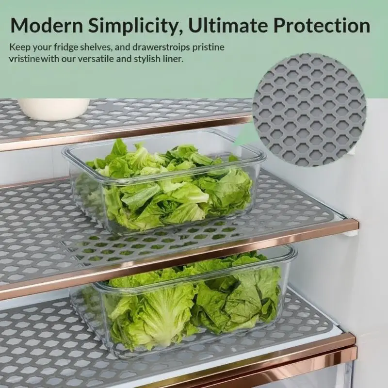 BPA Free Silicone Refrigerator Mat Non-Slip Waterproof Anti-Stain Fridge Shelf Liner for Kitchen Food Storage