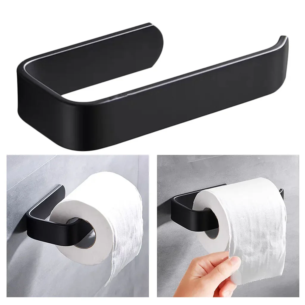 

1pc Wall Mounted Toilet Paper Holder No Punching Tissue Towel Roll Bathroom Towel Rack Bathroom Accessories Material Plastic