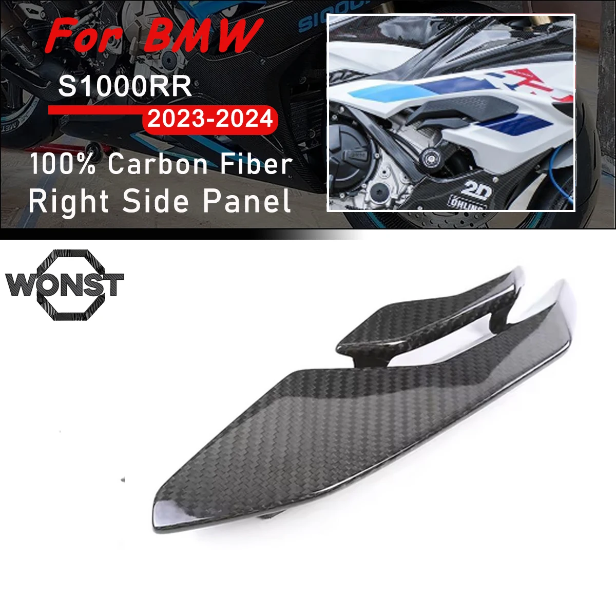 

Gilles Side Panel For BMWS1000RR BMW S1000RR 2023 2024 Motorcycle Accessories Pure Dry Carbon Fiber Small Winglet Right Fairing