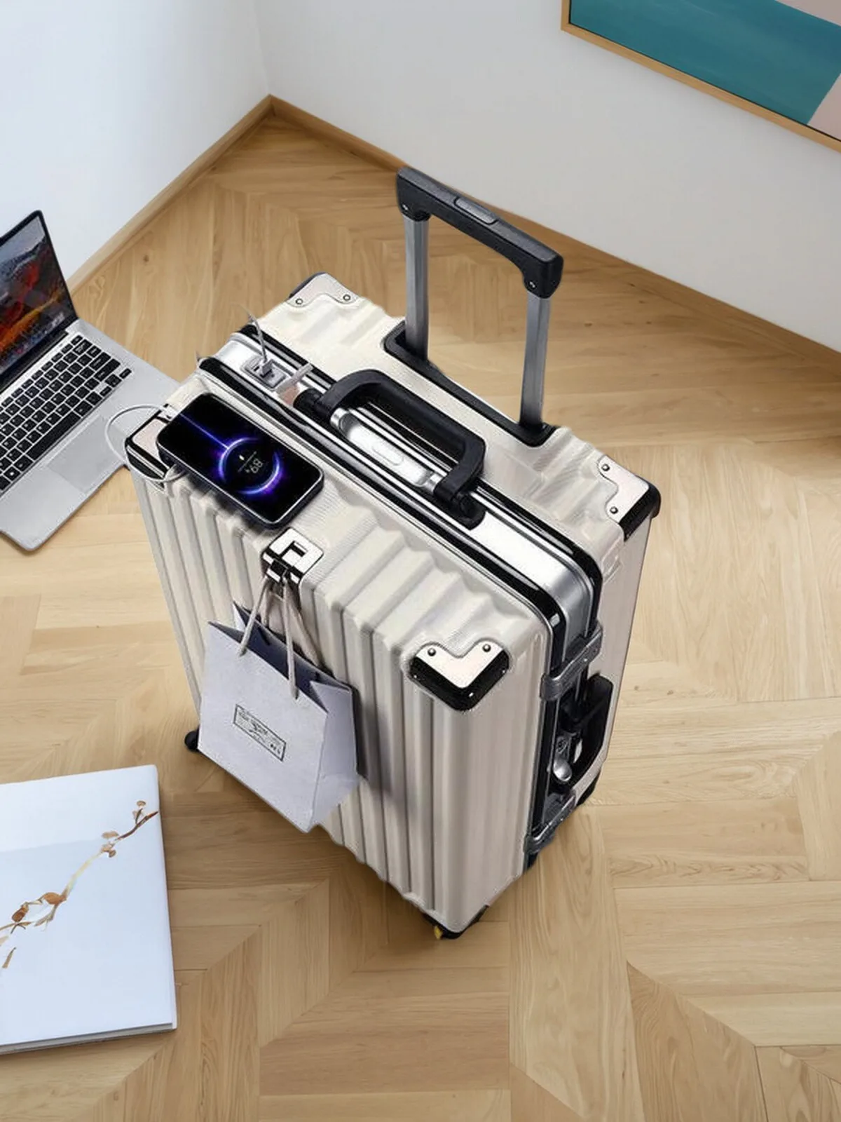 

2025 New Multi-Functional Aluminum Frame Lage Bag Silent Universal Wheels Men's Women's Student Password Box Durable Leath...