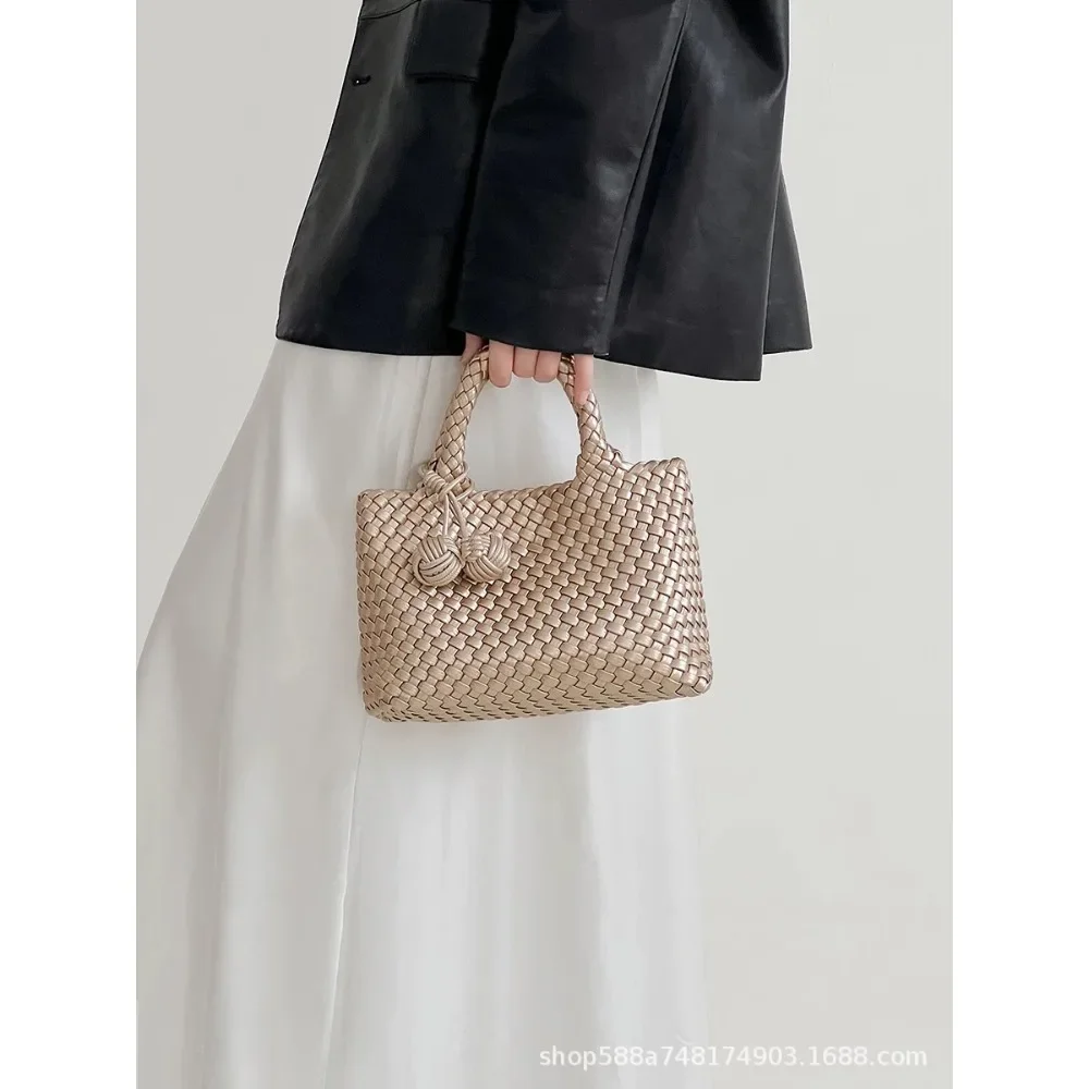 

Leather hand-woven vegetable basket women's bag fashionable exquisite handbag large capacity shoulder messenger bag tote bag