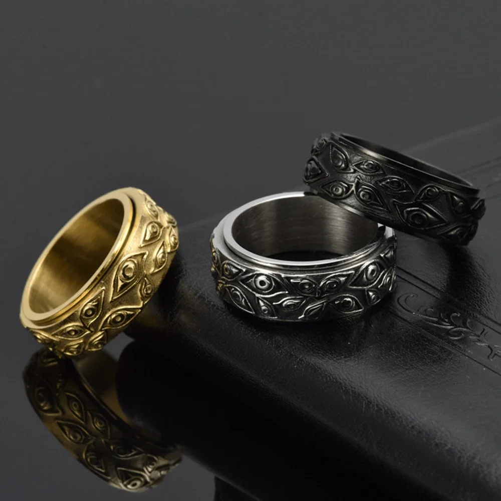 

2025 New Titanium Atmosphere Rotatable Play Ring Trend Men Retro Domineering Hand Jewelry
