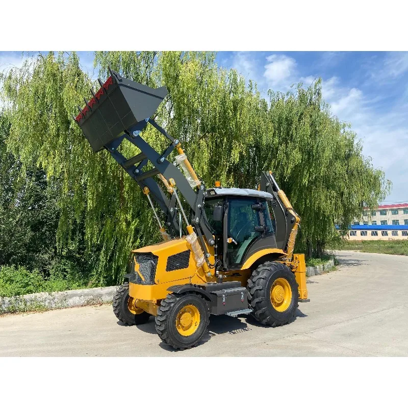 لودر حفارة حفار 4 × 4 - حفارة مشغولة ذات طرفين مباشرة من المصنع مع خيار دلو 6 في 1، محمل عجلات