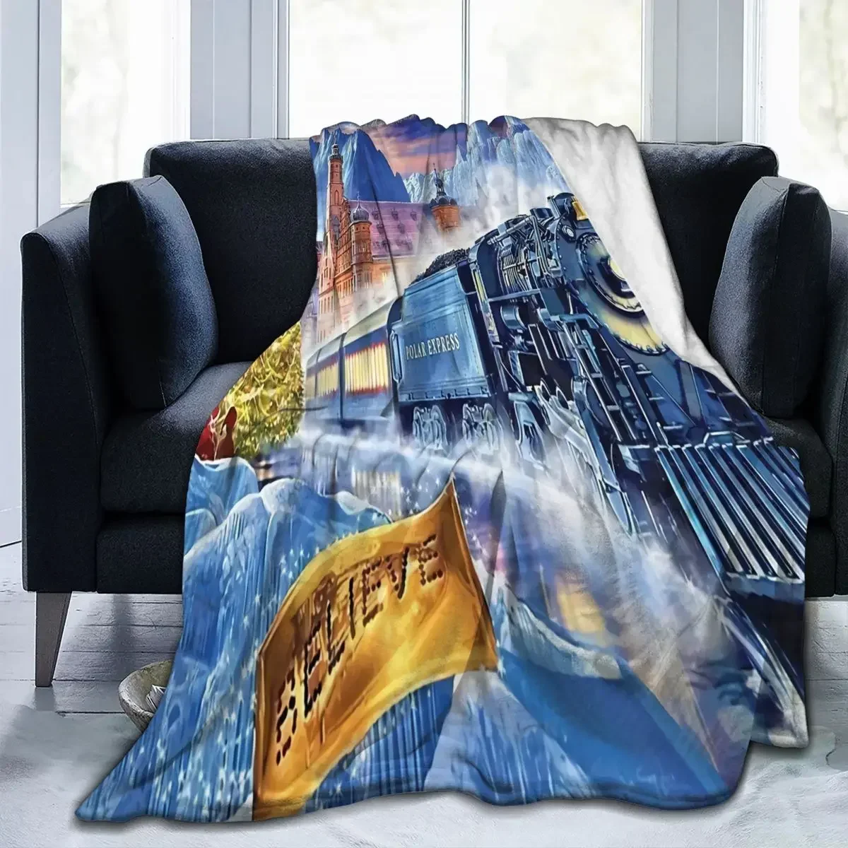 

Polar Express Christmas Throw Blanket Retro Warm Design for Bedroom MultiStyle Holiday Gift