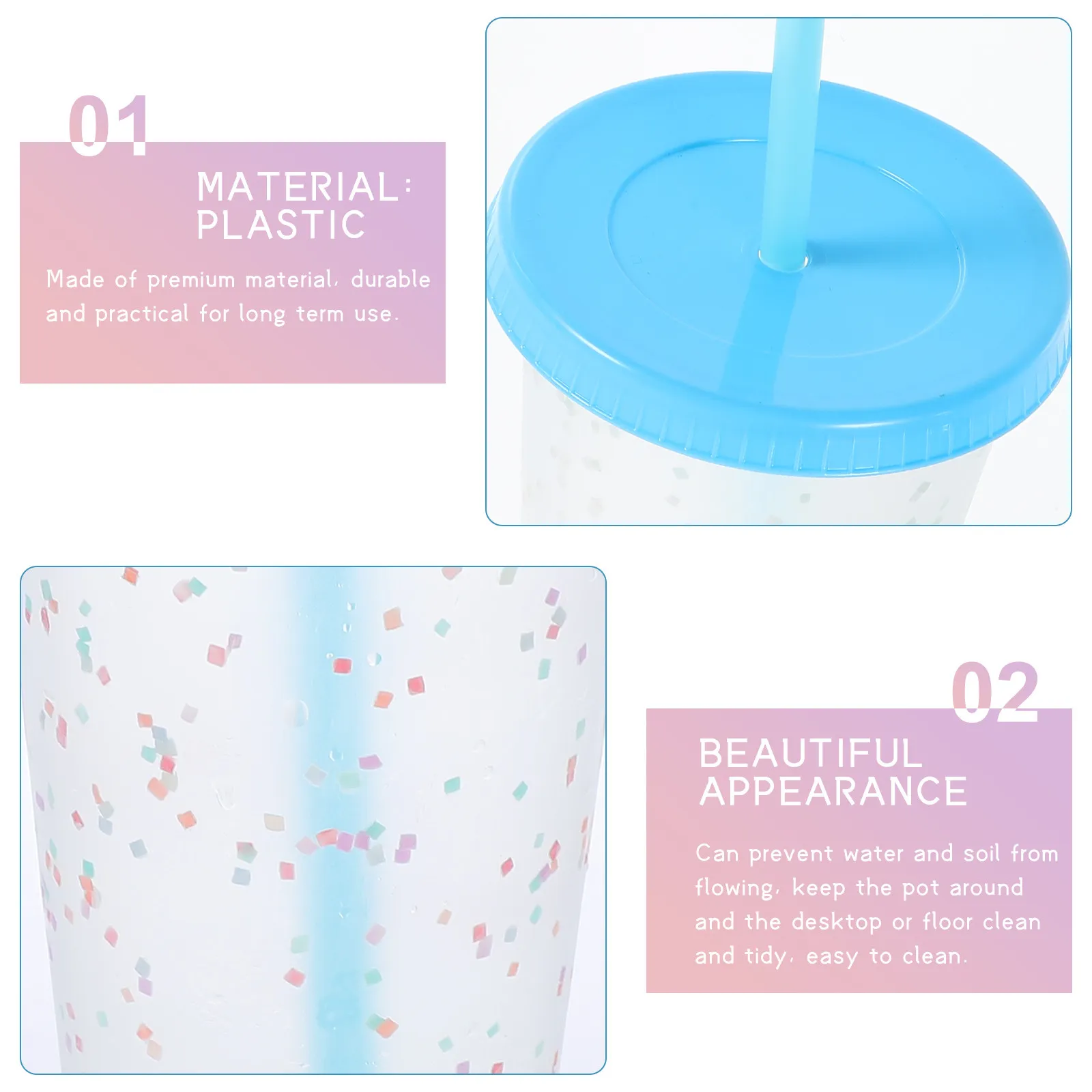 

1Pcs Heat Discoloration Straw Water Bottle Premium Material Compact Size for Office Home Cafe Drinking Cup Sippy Cup