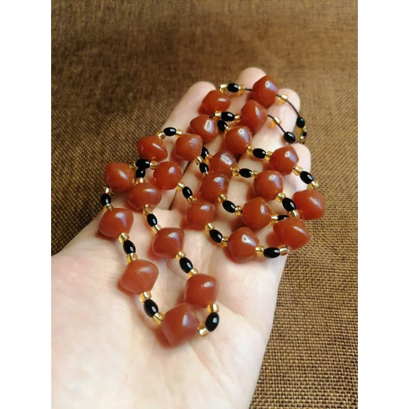 Antique Collection Tibetan Auspicious Red Agate Necklace Agate Rough Stone UFO Beads Necklace Accessories without Pendants Whole