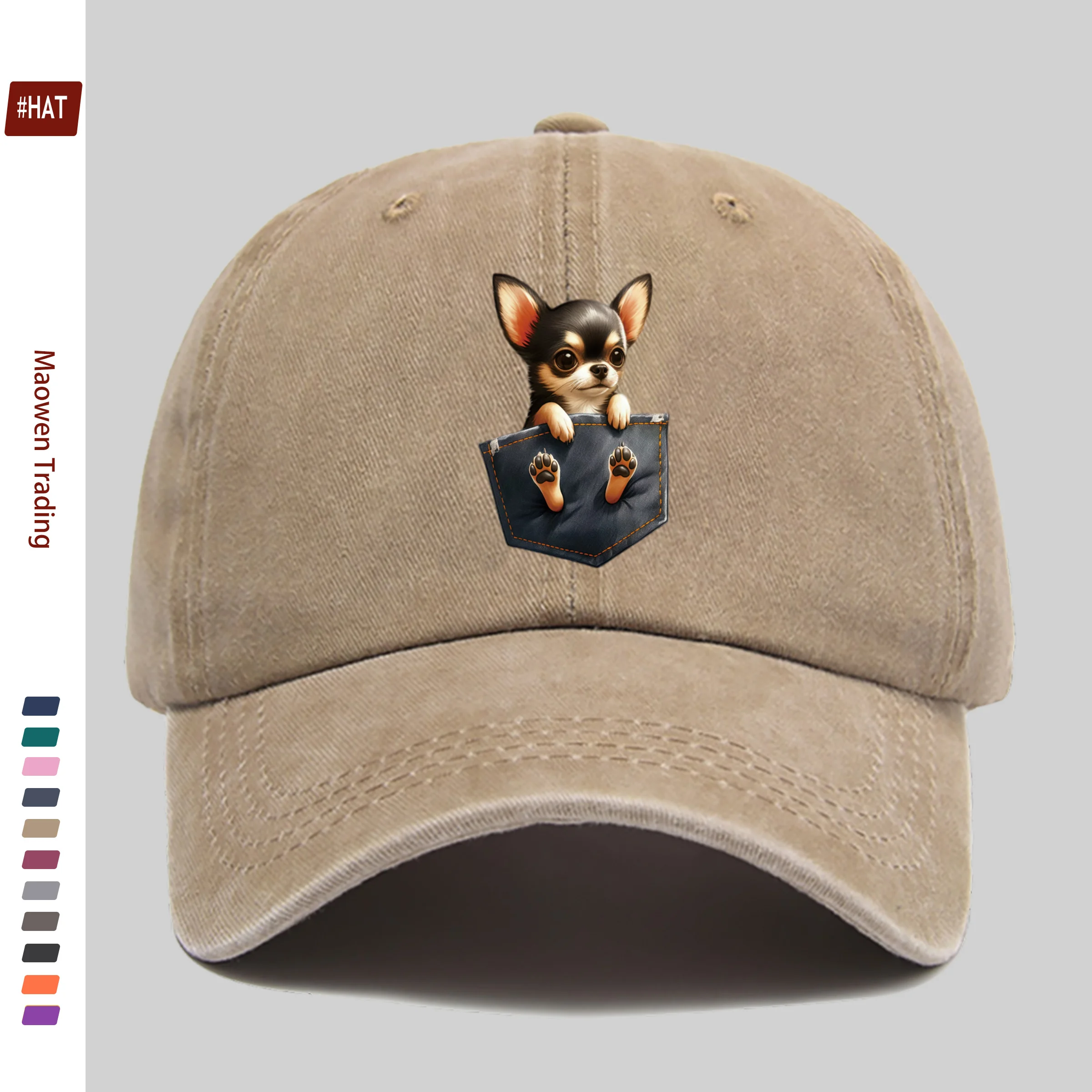 1pc Chihuahua Print Trucker Hat - Adjustable Snapback Cap with Chihuahua Dog, Lightweight Suitable for Men & Women, for, Beach,