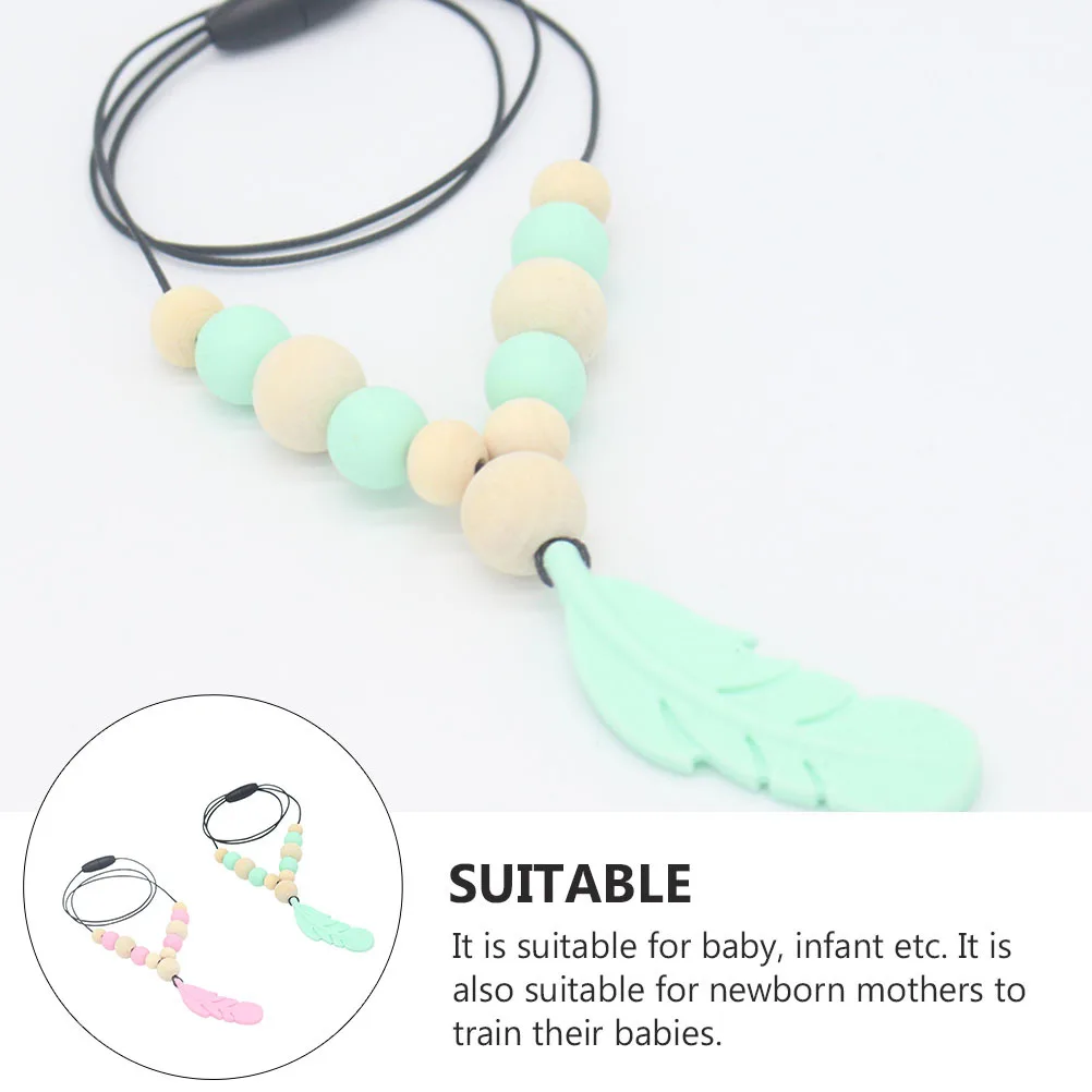 

2Pcs Fashionable Baby Teething Necklace Set Cute Chew Pendants for Drooling Relief Anti Bite Hand Molar Chain for Infants