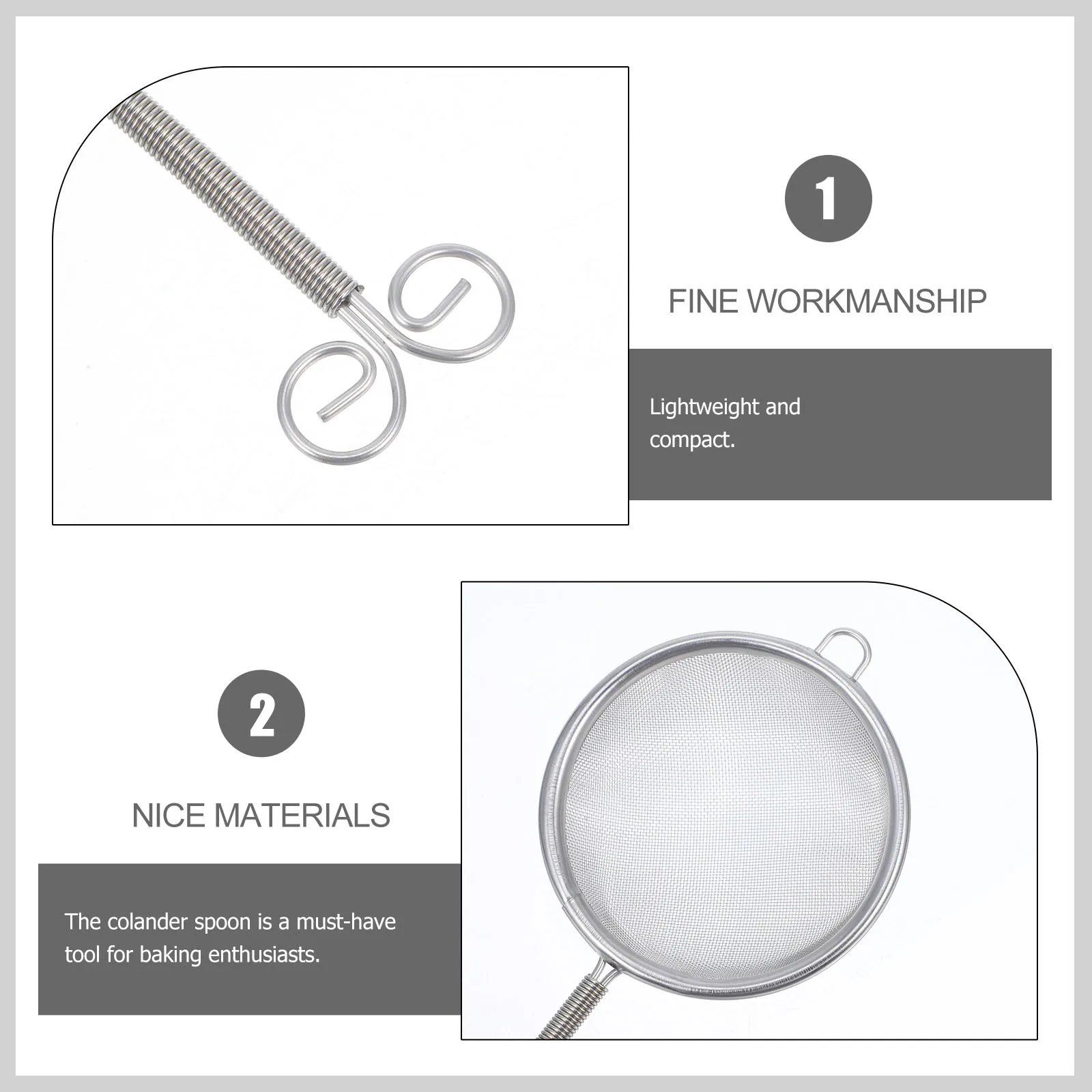 

Kitchen Stainless Steel Tea Leaf Strainer Spoon Reusable Fine Mesh Filter Ladle for Baking Cooking Coffee Flour Filtering Ladle