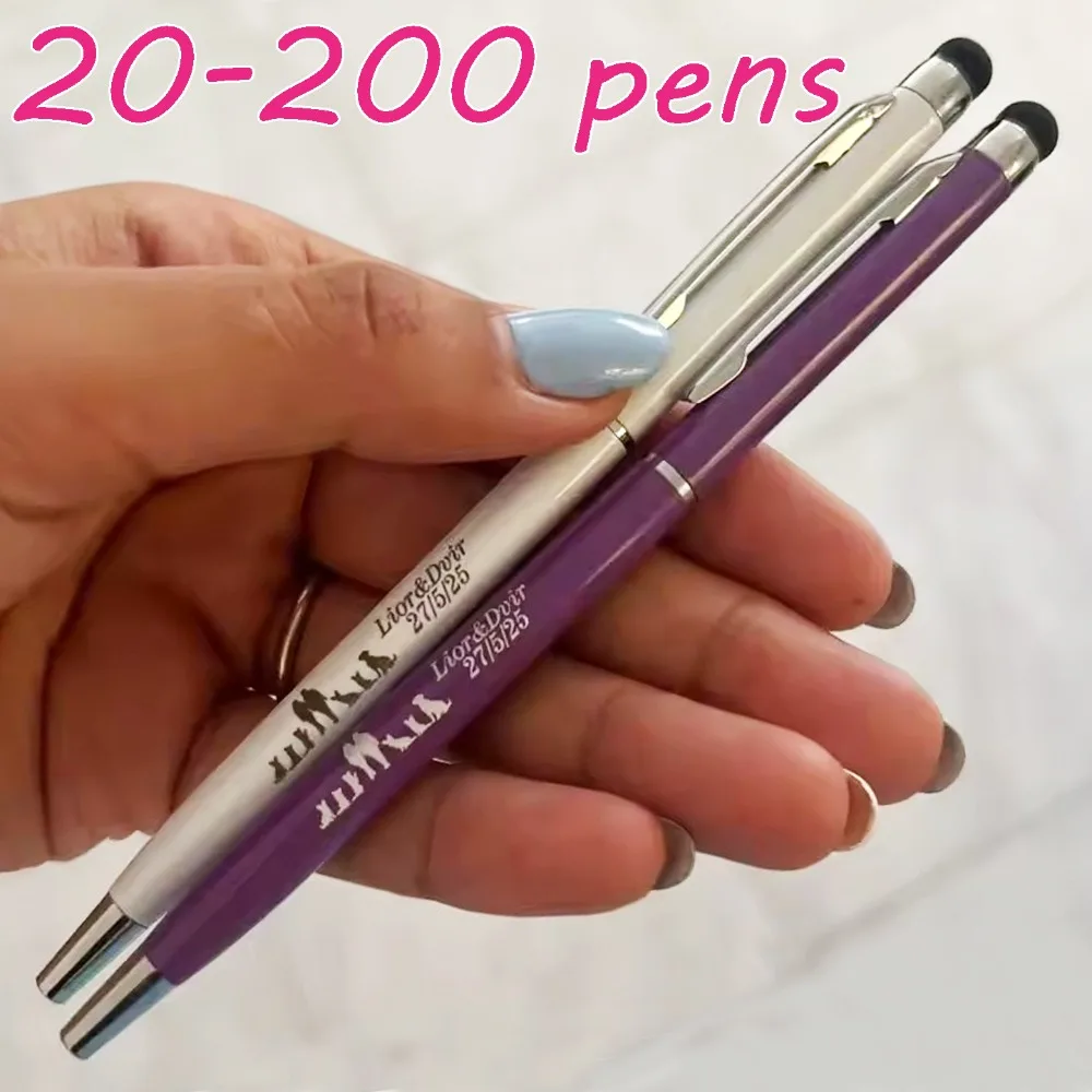 

20-200 pens Mini Metal 2-in-1 Stylus Universal Ballpoint Pen Text Engraving Custom Logo Office School Advertising Pen