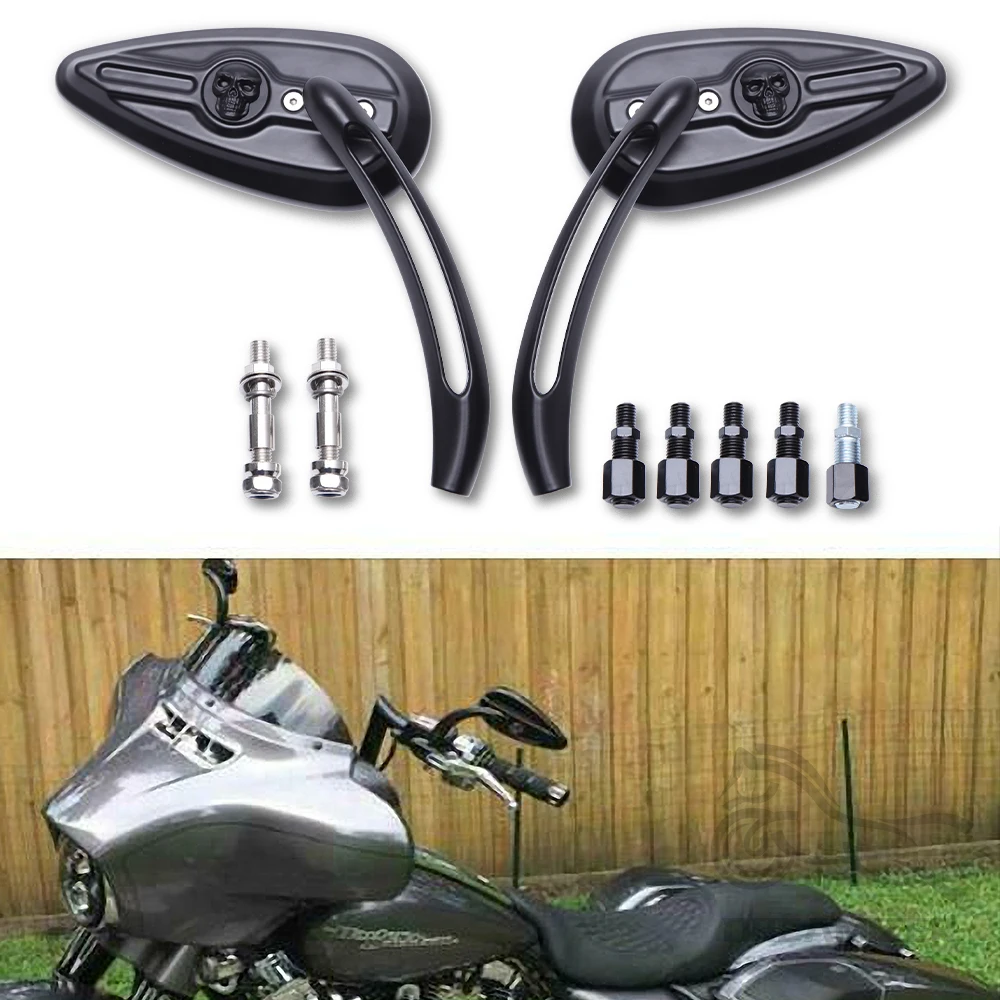 Motorcycle Skull Teardrop Rearview Side Mirrors for Harley Street Glide Special Sportster 1200 883 Rear View Mirrors Accessories