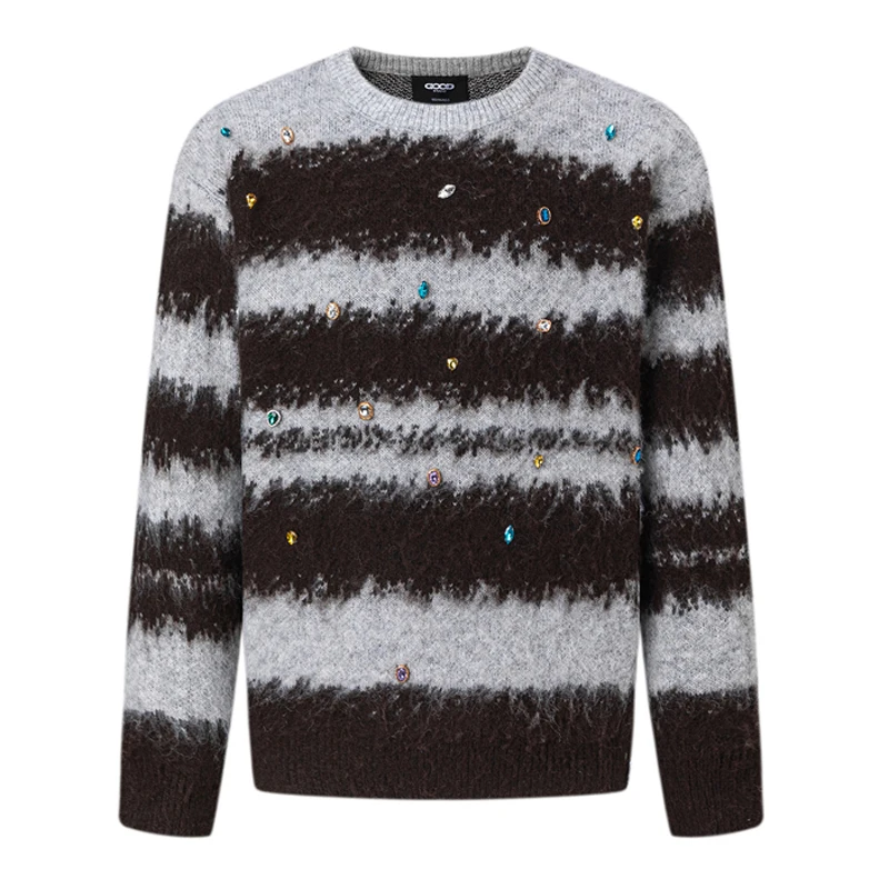 

Повседневные свитера GOODBRAND, высококачественный модный серый, черный полосатый, ХОРОШИЙ вязаный пуловер