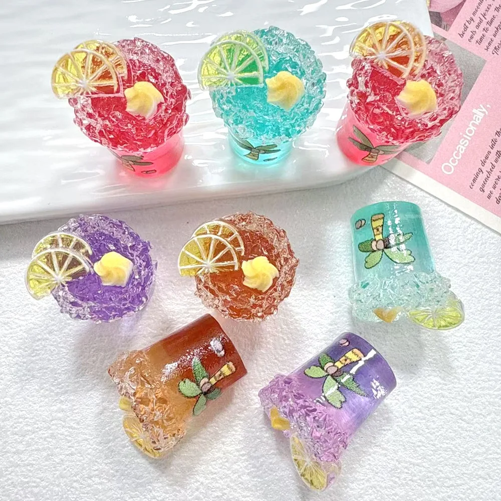50PCS Lemon Tea Beverage Cup 25MMX21MM Resin Accessories DIY Phone Case Keychain Pendant Ornament Craft Materials