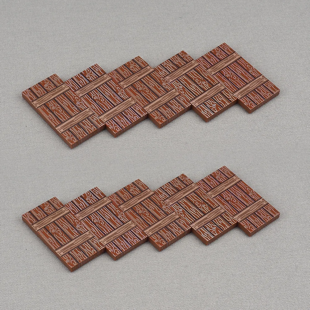 MOC 10PCS Teil Ziegel 87079 Gedruckt Holzmaserung Box Bord Muster Bausteine Holz Kiste Mit Streifen Partikel DIY Spielzeug geschenke