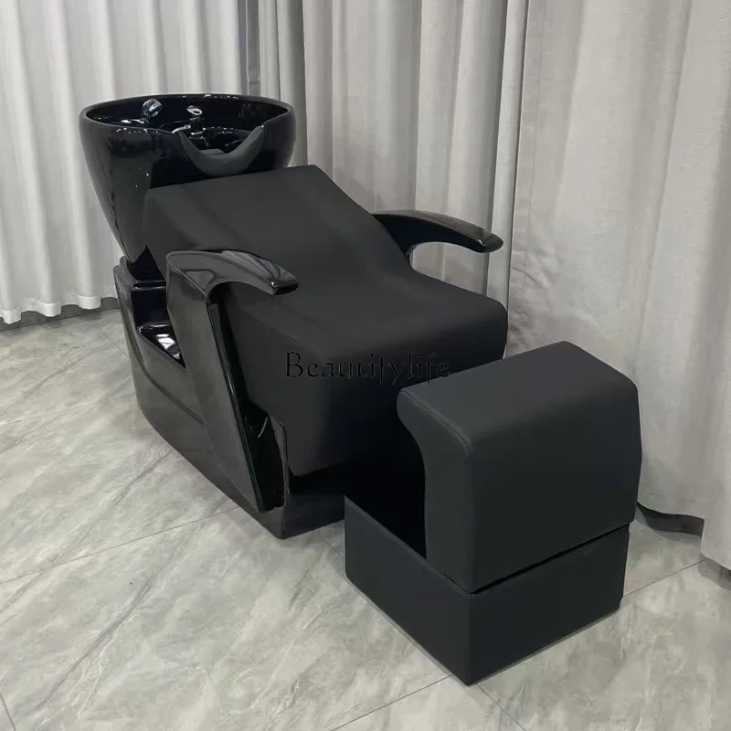 

XX39Half-lying hair shampoo bed, deep ceramic basin flushing bed for hair salon