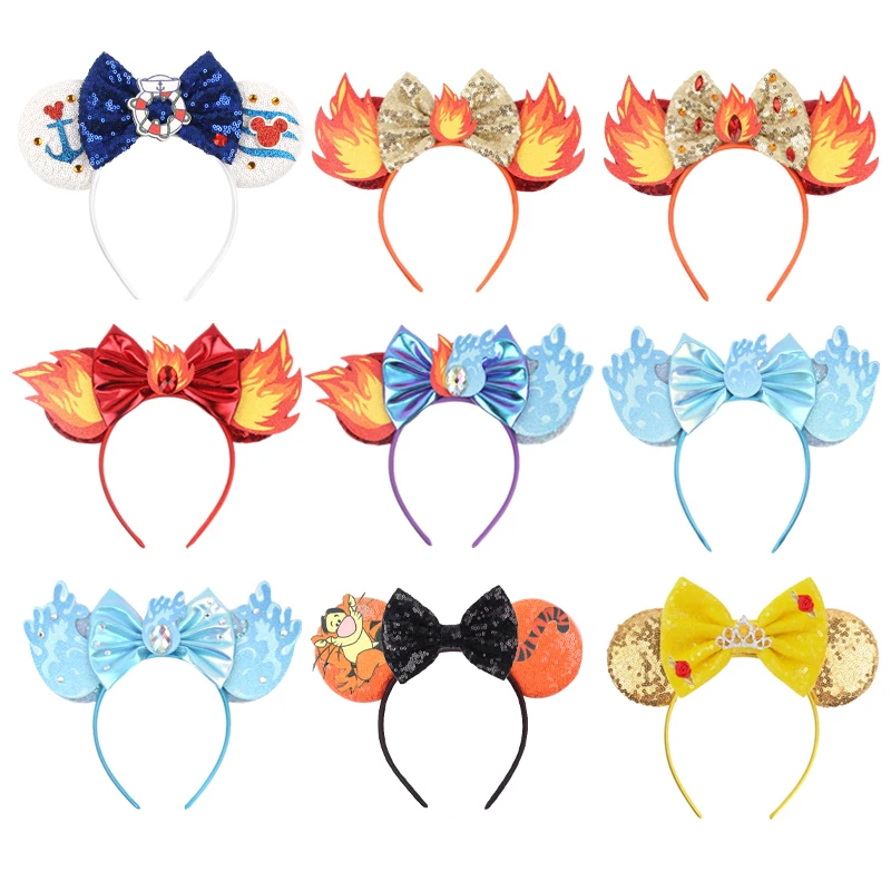 

10Pcs/Lot Disney 3.3" Mouse Ears Headband For Children Ice Fire Bow Hairband DIY Festival Party Hair Accessories Boutique