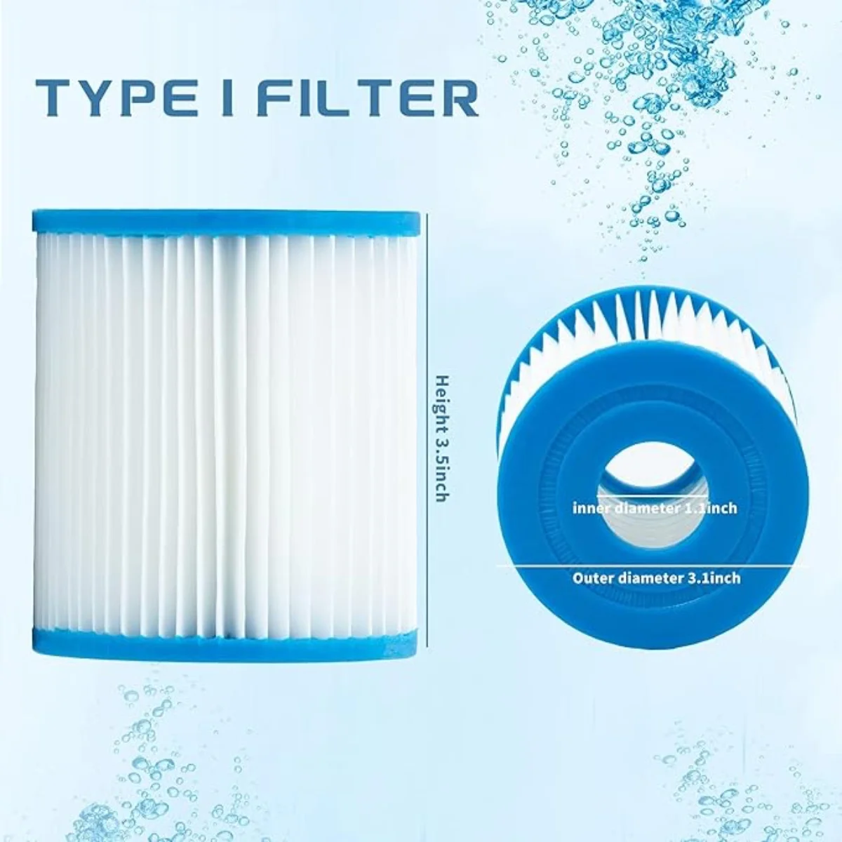 Type I Pool Filter Cartridge 58093 Compatible with Summer Waves Type I P53RX0330000 / P53FX0330000 for 300/330 Gal/H Filter Pump