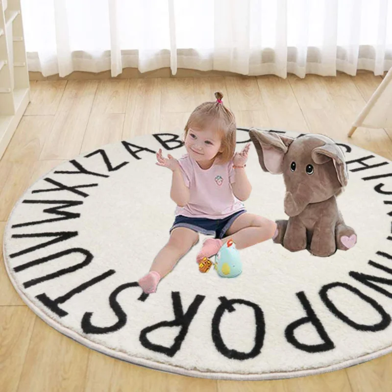 Colorful Round ABC Letter Carpet for Kids Playroom, Soft and Non-slip Toddler Game Mat  Rugs for Bedroom  Living Room Decoration