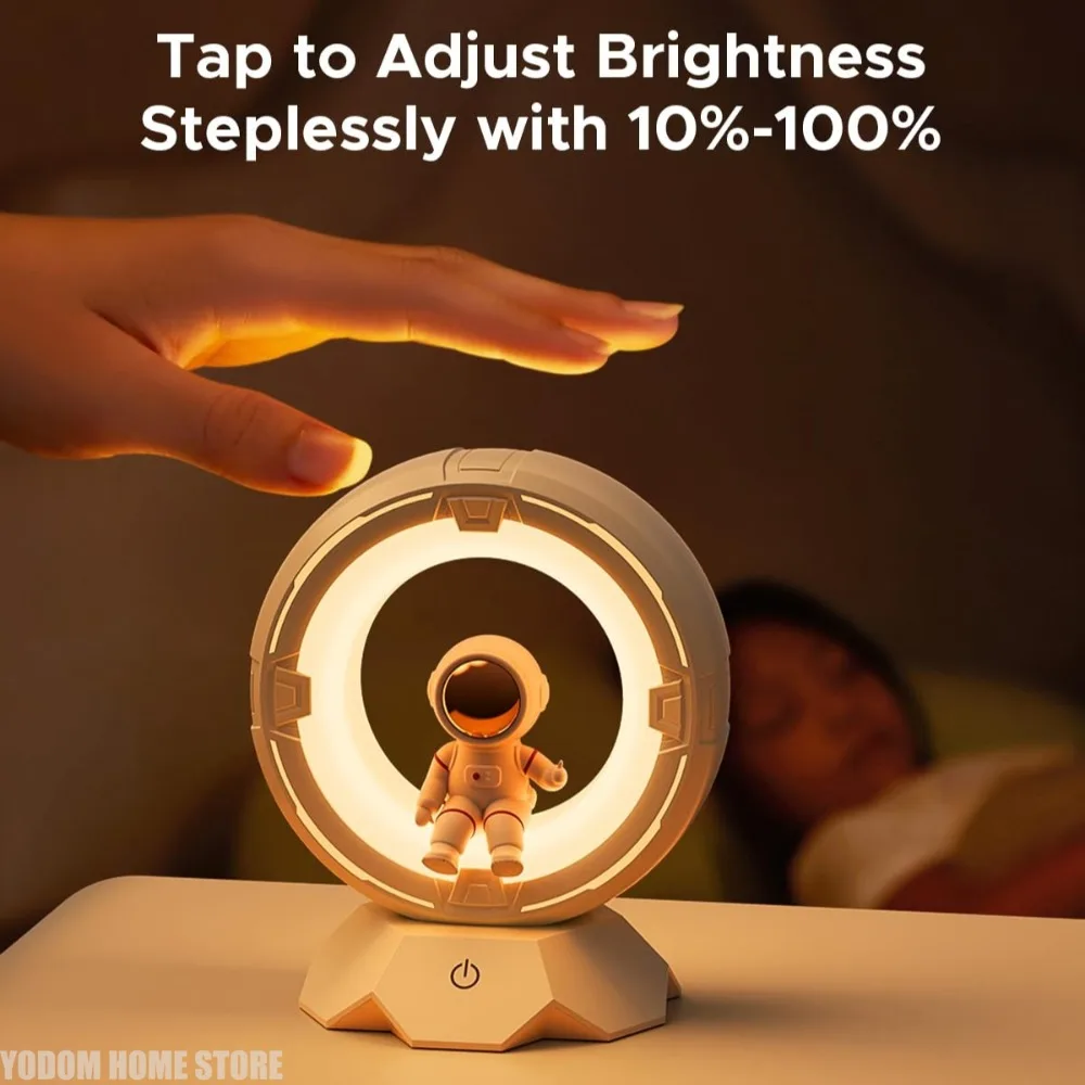 

Перезаряжаемая светодиодная настольная лампа астронавта с сенсорной регулируемой яркостью для защиты глаз, креативный детский ночник для спальни