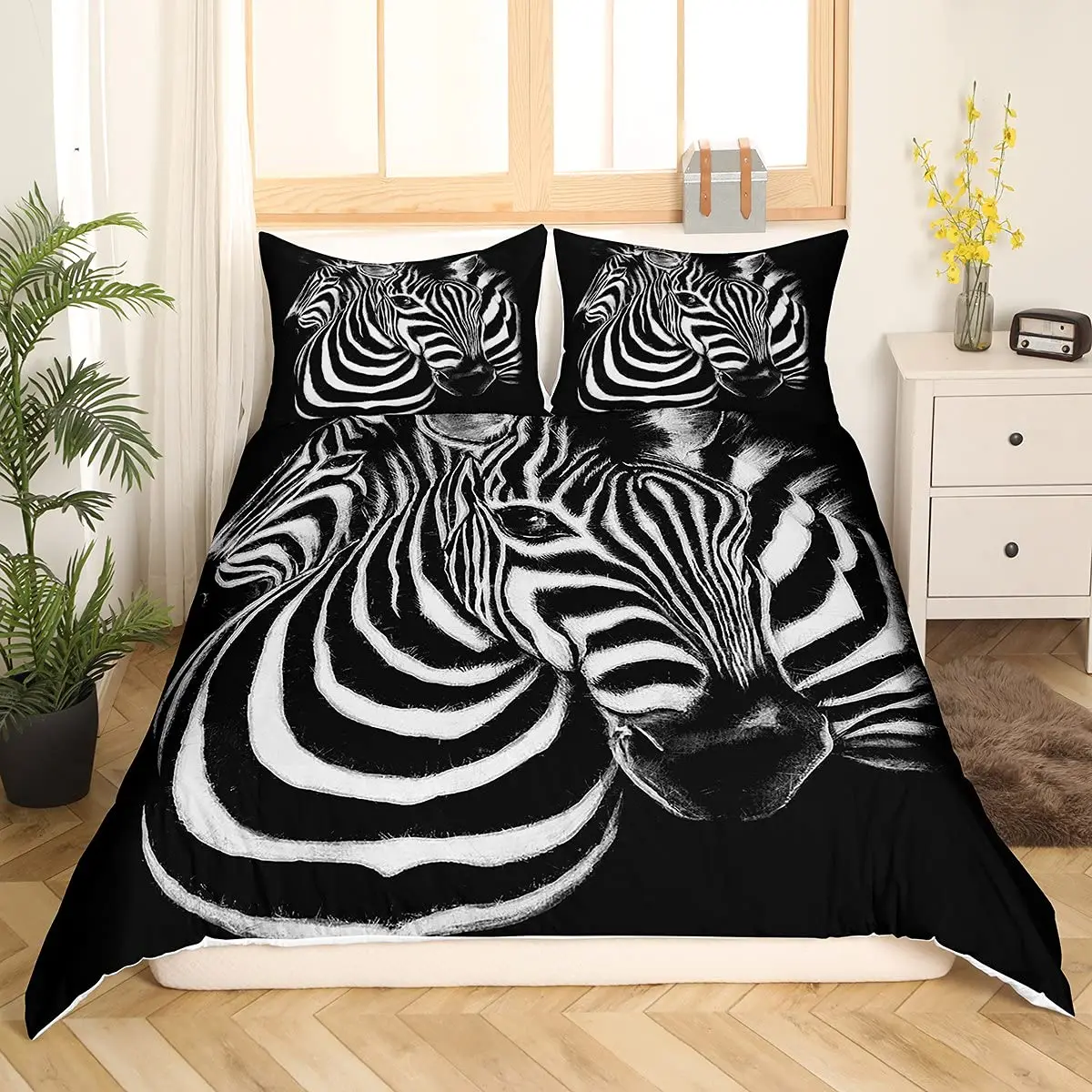 Imagem -02 - Conjunto de Cama com Zebra Print Listrado Zebra Animal Print Acolchoado Cobertura Consolador com Pillow Shams King Size Pcs