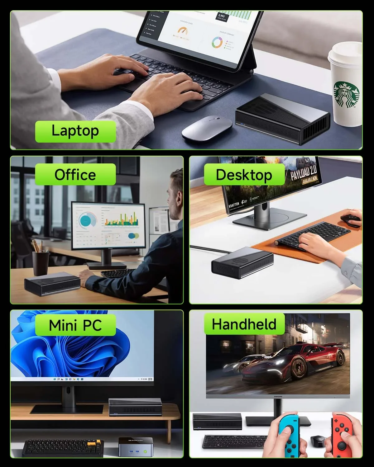 بطاقة الرسومات GMKtec AD-GP1 RX 7600M XT 8GB GDDR6 HDMI2.1 DP2.0 Oculink PCIE4.0 USB4.0 Quid 4K عرض للعبة الرياضات الإلكترونية للكمبيوتر