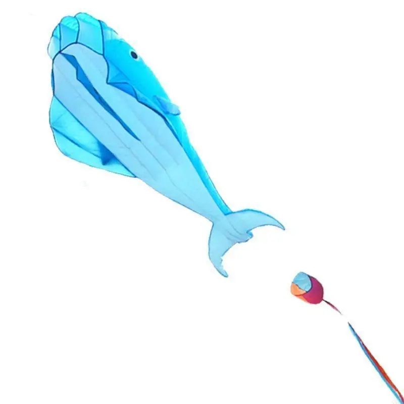 Aquilone 3D a forma delfino a coda lunga, enorme, morbido, da esterno, per bambini e adulti, campeggio,