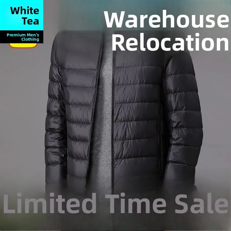 Men's Winter Lightweight down Cotton Jacket Short Casual Stand Collar Warm Top Dad's Cotton Coat Outerwear Slim Fit Style