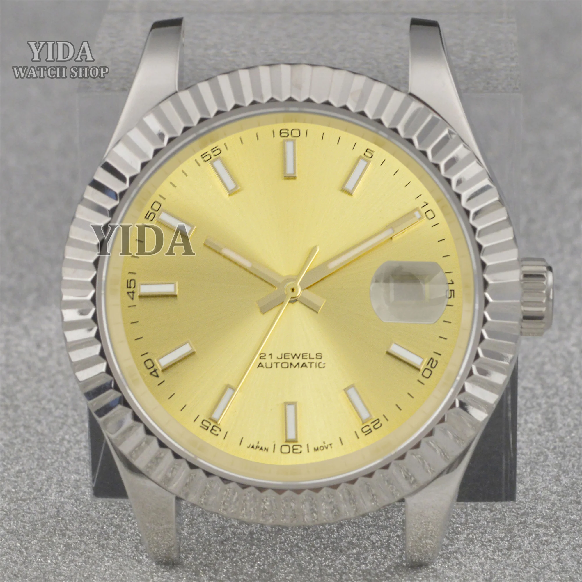 Caixa de relógio 41mm, mostrador 31mm, peças modificadas, vidro safira, 10atm, à prova d'água para datejust nh35 nh36, peças de reparo de movimento automático