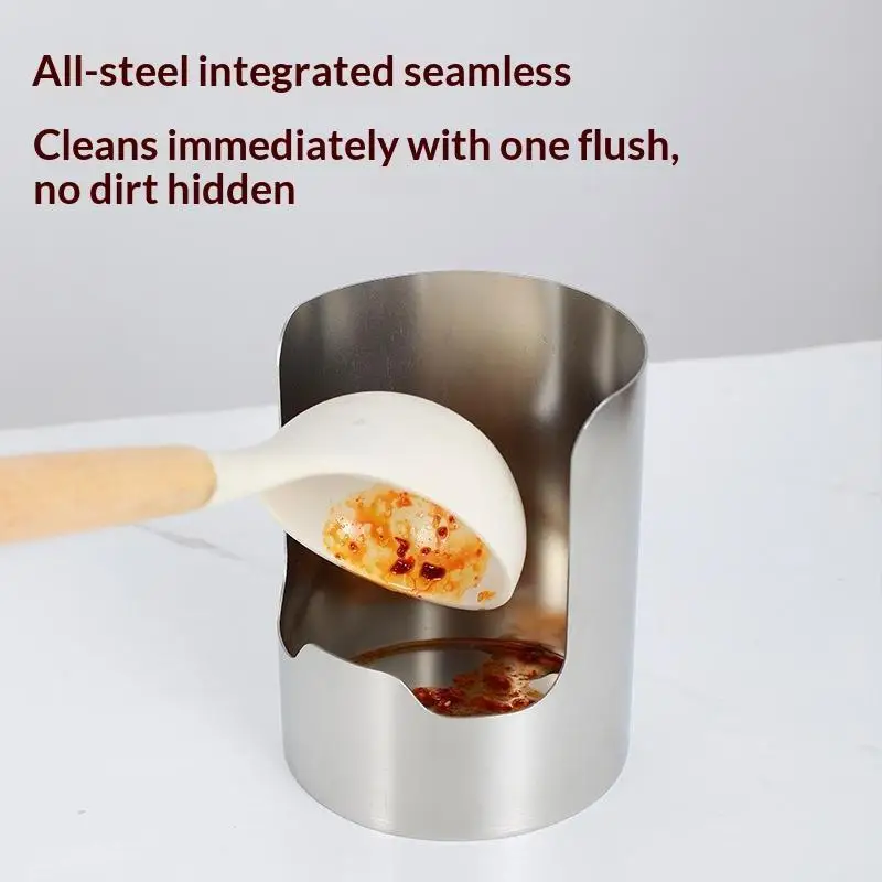 Heat-Resistant Soup Spoon Rack Dinning Table Stable Stainless Steel Spoon Holder Easy To Clean Stainless Steel Spatula Holder