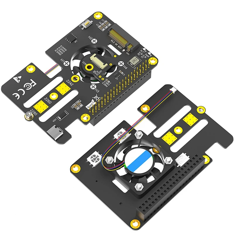 For Raspberry Pi 5 Pcie To M.2 Nvme SSD HAT 3IN1 Adapter Board For 2230 2242 2260 2280 M.2 Nvme SSD