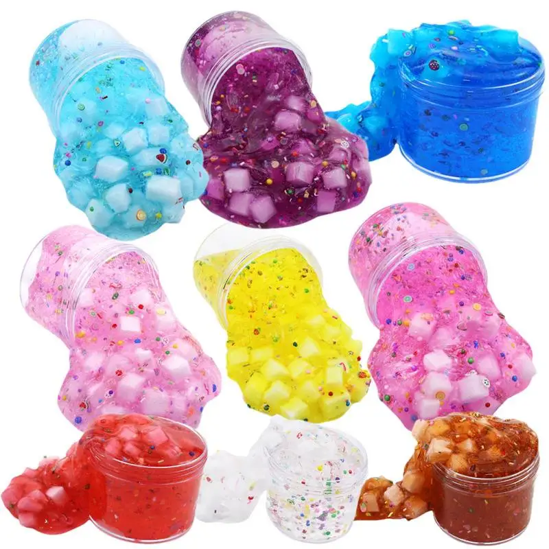 

Clear Jelly Cubes Non-Sticky Cute Sludge Toy Jelly Cube Stress Relief Toy Soft Clay Interactive Mud Jelly Clay Crunchy For Kids