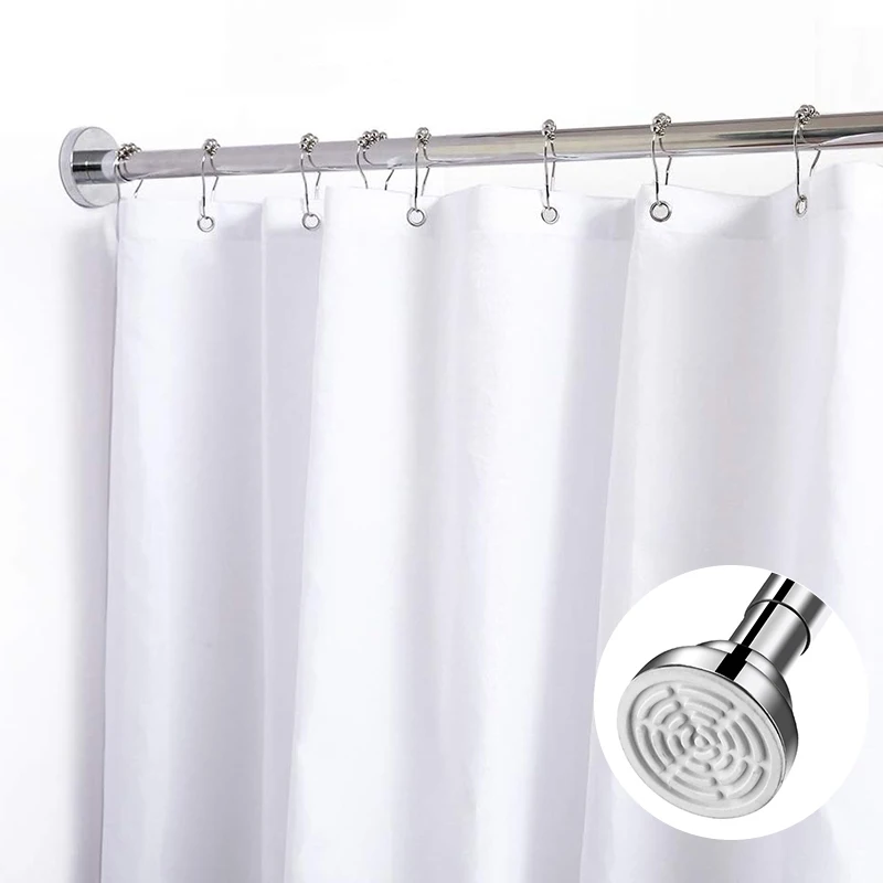 No Drilling Needed Tension Shower Curtain Rod Stainless Steel Rust Proof Non-Slip Spring Adjustable  Pole for Bathroom Shower