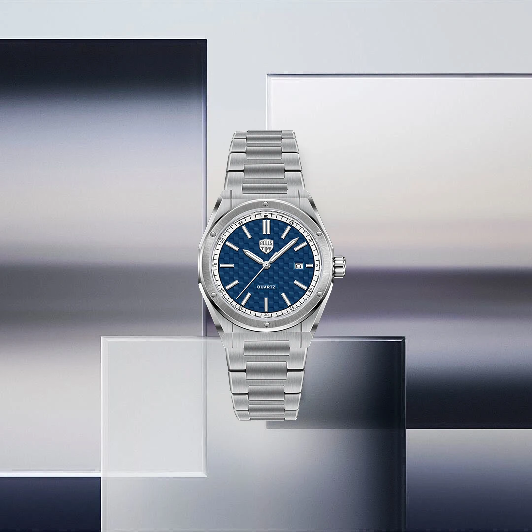 ROSSITIMI Urban Business Men's Quartz Watch Stylish & Elegant Stainless Steel Sapphire Glass Calendar 5Bar Diving Luminous Watch
