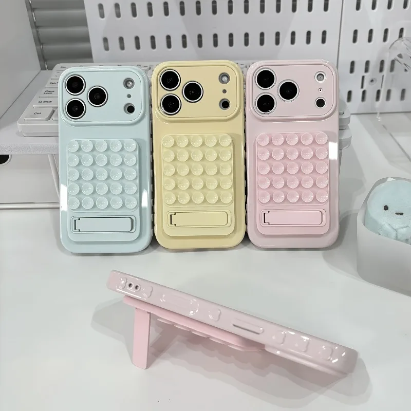 Luxuriöse Handyhülle in Bonbonfarben mit Saugnapf und Klappständer für iPhone 18 17 Pro 16 15 14 13 12 11 Pro Max 16 Plus, stoßfeste Abdeckung – Detail 1