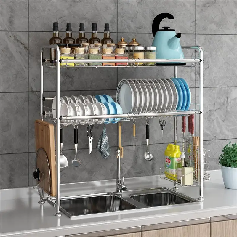 

304 Stainless Steel Kitchen Sink Drain Rack Dish Drainer Shelf Utensils Storage Holder Sink Disinfection Cabinet Organizer